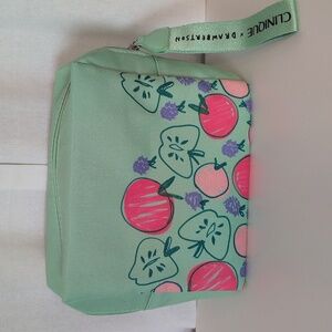Clinique x Drawberston Limited Edition apples & grapes  bag wristlet New